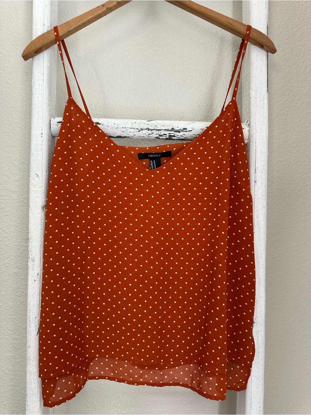 Forever 21 Rust Orange White Polka Dot Cami Top